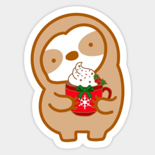 Cute Christmas Hot Chocolate Sloth Sticker